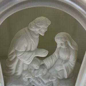 White Porcelain Dome Nativity  Stratfords Masterworks Collection hole for light